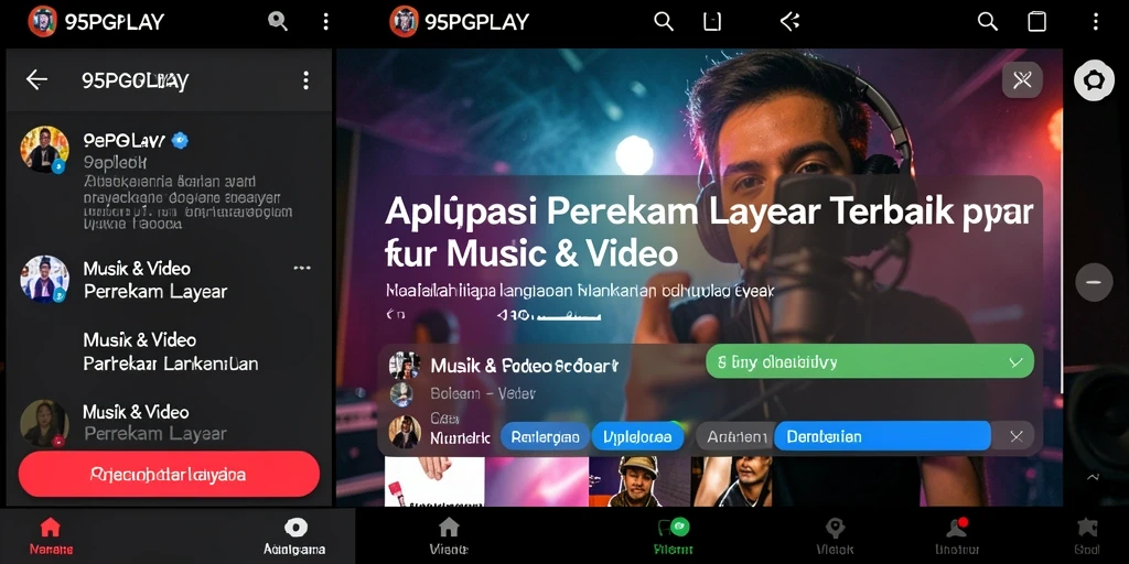 Antarmuka aplikasi 95PGPLAY dengan fitur perekaman layar.