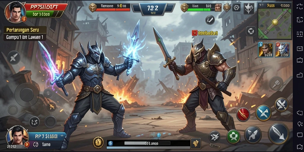 Antarmuka gameplay PP7SLOT menampilkan pertarungan yang intens dan interaktif.