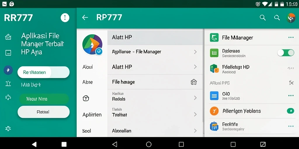 Antarmuka aplikasi File Manager RR777 yang sederhana dan efektif.