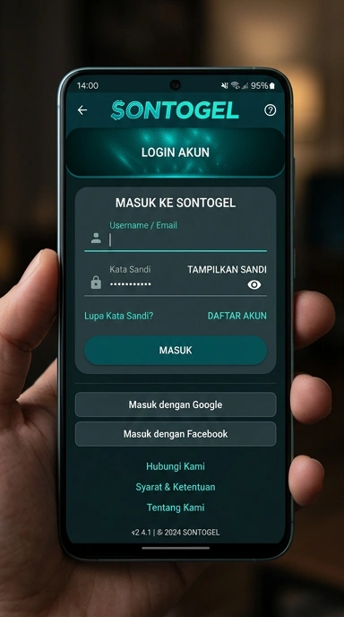 Tampilan halaman login sontogel